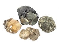 2 Pyrite & 2 Nailhead Calcite Specimens