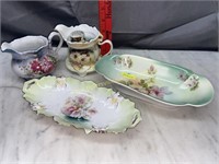 Hand painted creamers and celery dishes