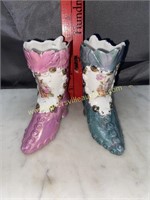 2 hand painted miniature boots