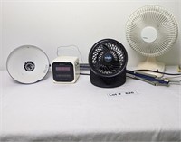 DESK LIGHT RADIO CLOCK AND FANS