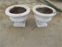 2 Cement Flower Pots  14" Diameter 1 Foot Tall