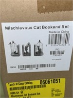 MISCHIEVOUS CAT BOOKENDS - SET OF 3 (NEW IN BOX)