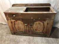 Early Wooden Dry Sink W/ Dovetailed Drawers