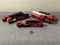 4 Vintage Toy Fire Trucks