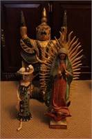 3 Statuettes (Mother Mary, Skeleton & wall hangng)