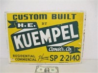 Vintage Metal H.E. Kuempel Construction Co.