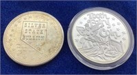 (2)- 1 Troy oz Token coins .999 in plastic case