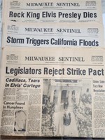 Milwaukee Sentinel 1977 Elvis Death Newspapers