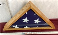 United States Flag in an Oak Flag Box