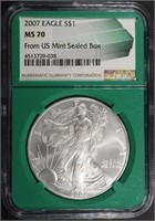 2007 AMERICAN SILVER EAGLE NGC MS70