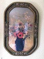 Framed Floral with Bubble Glass Front