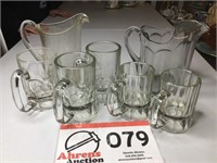 Beer Pitchers (1 w/Chip), 7 Glass Mugs
