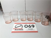 Pink Glassware (one w/Chip)