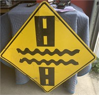 Metal Water over roads sign 29" square