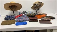 (2) women’s hats, (10) women’s cosmetic bags and