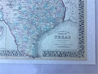 S.A Mitchell`s 1876 County Map of TEXAS