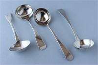 Rare Pair of York Sterling Silver Sauce Ladles and
