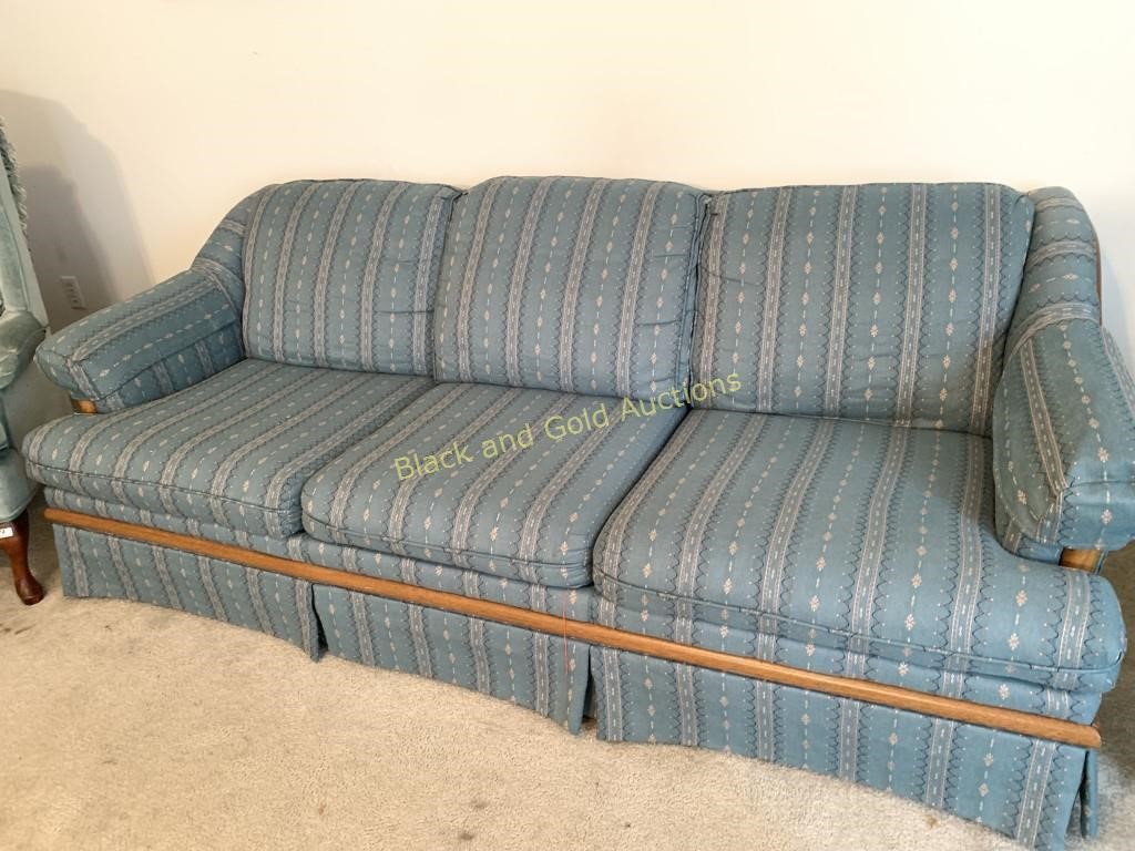 80 Inch Blue Upholstered Couch