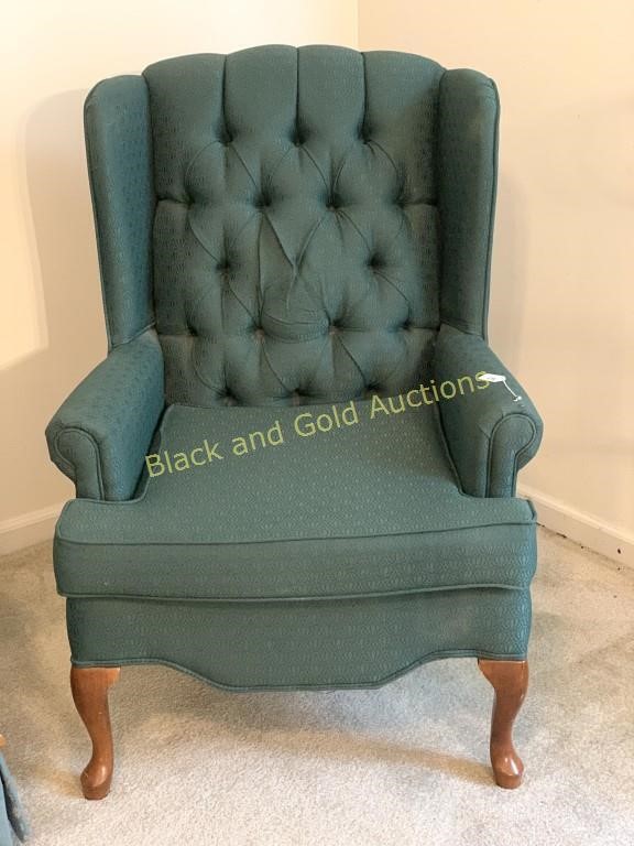 Green Wingback Upholstered Chair