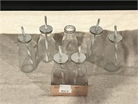 BUNDLE of SEVEN Glass Milk Bottles with Straws