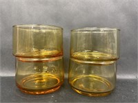 Four Amber Glass Drinking Cups