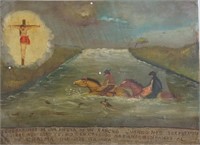 19th CENTURY EX VOTO "TO THE SENOR DE CHALMA" OIL