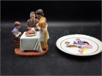 Norman Rockwell "Thanksgiving" figure/plate set