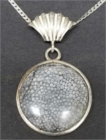 Sterling Silver Polished Stone Pendant Necklace