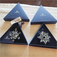 2 Swarovski Crystal Christmas Ornaments