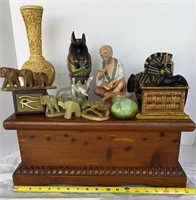 Table Top Cedar Chest and International Souvenirs