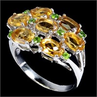 Natural Citrine & Chrome Diopside Ring