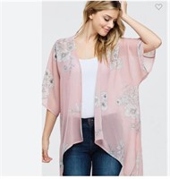 Women’s Feeling Romantic Pink Floral Kimono, Sprin