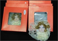 Set of 6 Porcelain Victorian Doll Face Ornaments