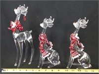 Clear Plastic Reindeer Figurines (3)