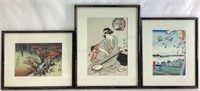 (3) Uchida Art Co. Wood Block Japanese Reprints