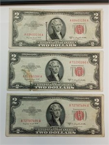 OF) (3) 1953 b $2 Red Seal notes