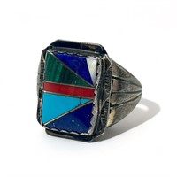 Men’s initial-signed sterling silver Native