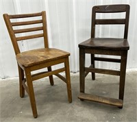 (H) Wooden Ladder-back Style Chairs Includes The