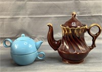 Brown Ceramic Teapot & Mini Teapot/Cup