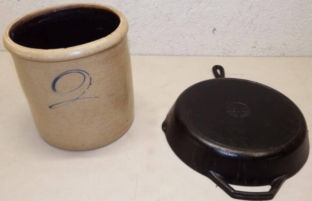 Salt Glaze 2-Gallon Crock & Lodge Cast Iron Pan