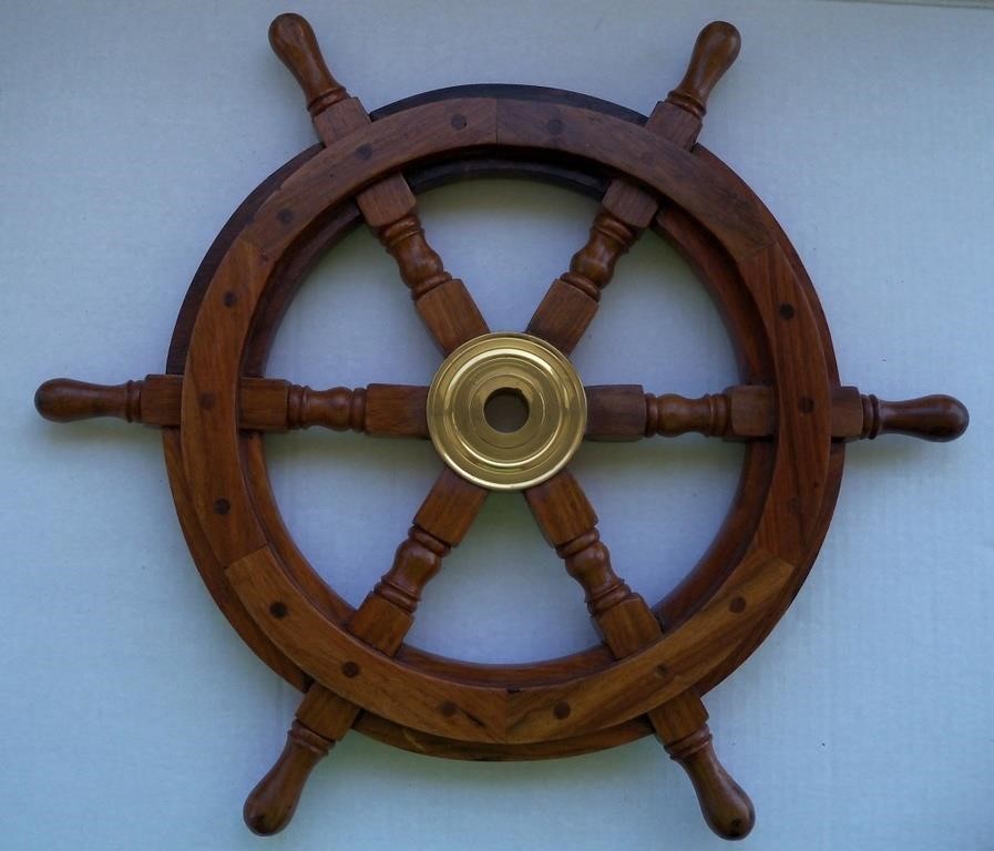 Maritime Wooden Ship Wheel Nautical Boat Steering
