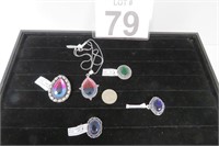 Rings sz 8 &9 w/ Pendant Necklace - German Silver