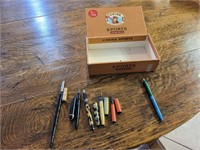 Ink Pens & Cigar Box