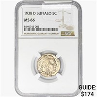 1938-D Buffalo Nickel NGC MS66