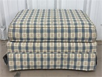 Blue & White Plaid Pattern Fabric Rolling Ottoman