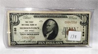 $10 National Currency FNB Morristown N.J. VF 1929