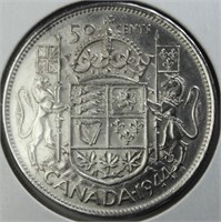 1944 Near 4 Canada Silver 50 Cents