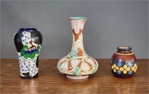 THREE PIECES OF ARTS AND CRAFTS POTTERY