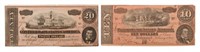 1864 Confederate States of America $20, $10 Notes