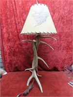 Real Elk antler table lamp. 36" tall.